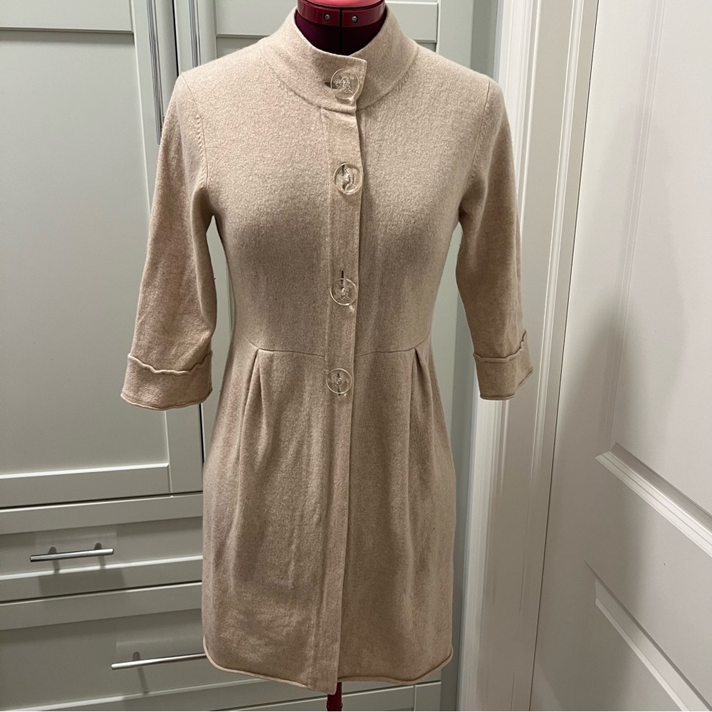 FTC 100% CASHMERE Light Beige Cashmere Button Up Sweater Size XL